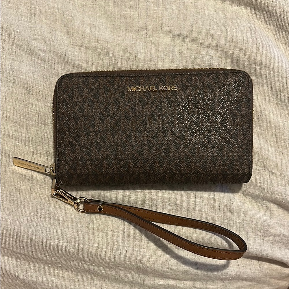 Michael Kors Dark Brown Monogram Wristlet